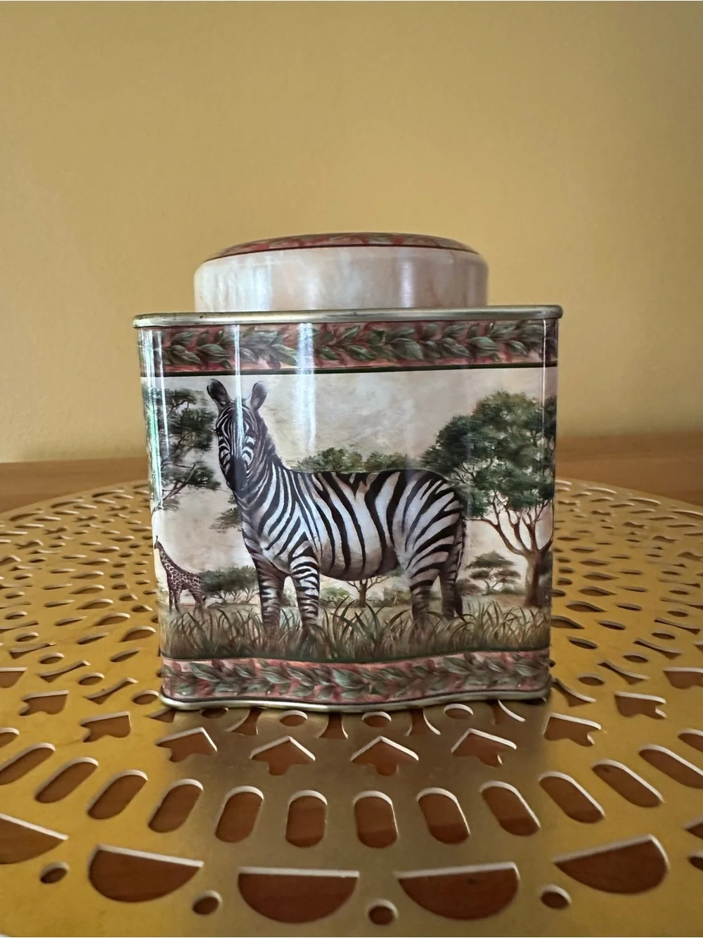 Decorative Cheetah Canister - Warm Earth Tones
